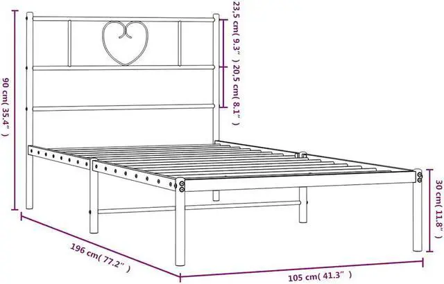 Alt view image 4 of 7 - vidaXL Twin Metal Bed Frame with Headboard and Stable Slats, Under Bed Storage Space, Sturdy Steel Construction and Easy Assembly, Minimalist Style, White, 12'' High, without Mattress