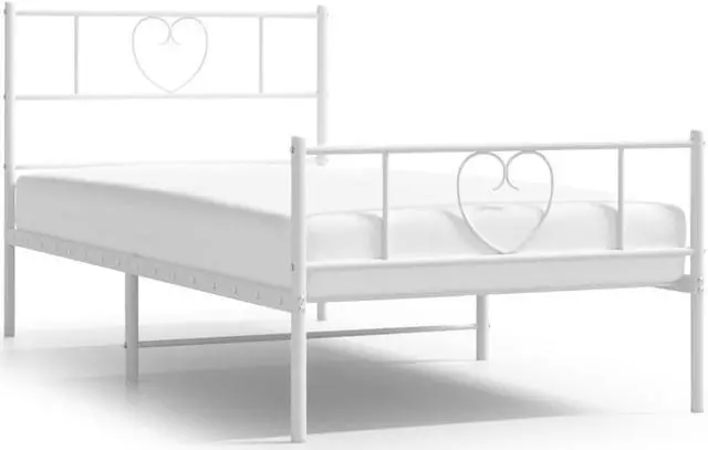 Alt view image 2 of 7 - vidaXL Twin Metal Bed Frame with Headboard and Footboard, Under Bed Storage Space, Sturdy Steel Construction and Easy Assembly, Minimalist Style, White, 12'' High, without Mattress