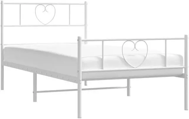 Alt view image 3 of 7 - vidaXL Twin Metal Bed Frame with Headboard and Footboard, Under Bed Storage Space, Sturdy Steel Construction and Easy Assembly, Minimalist Style, White, 12'' High, without Mattress