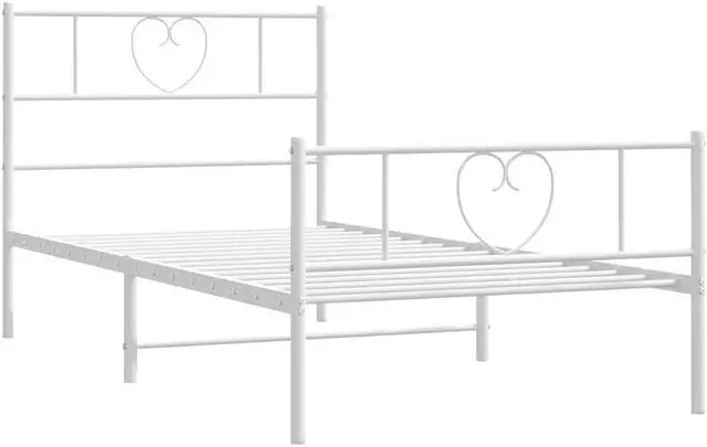 Alt view image 6 of 7 - vidaXL Twin Metal Bed Frame with Headboard and Footboard, Under Bed Storage Space, Sturdy Steel Construction and Easy Assembly, Minimalist Style, White, 12'' High, without Mattress