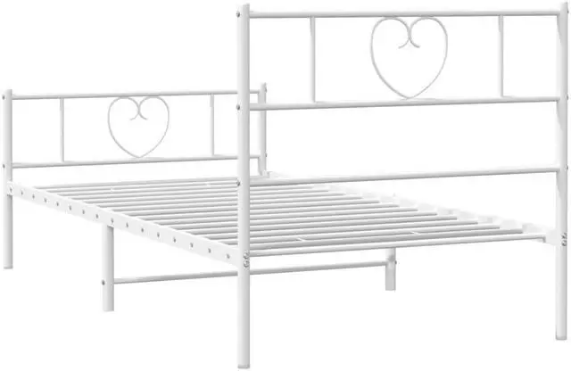 Alt view image 7 of 7 - vidaXL Twin Metal Bed Frame with Headboard and Footboard, Under Bed Storage Space, Sturdy Steel Construction and Easy Assembly, Minimalist Style, White, 12'' High, without Mattress