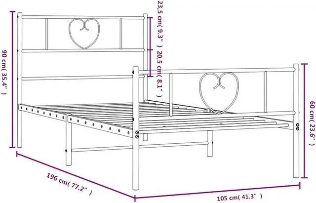 Alt view image 4 of 7 - vidaXL Twin Metal Bed Frame with Headboard and Footboard, Under Bed Storage Space, Sturdy Steel Construction and Easy Assembly, Minimalist Style, White, 12'' High, without Mattress