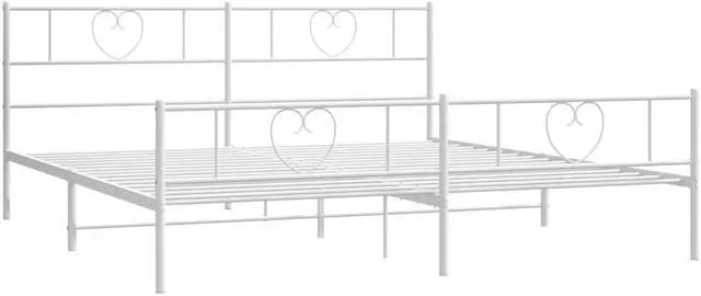 Alt view image 6 of 7 - vidaXL King Metal Bed Frame with Headboard and Footboard, Under Bed Storage Space, Sturdy Steel Construction and Easy Assembly, Minimalist Style, White, 12'' High, without Mattress
