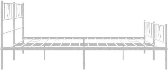 Alt view image 7 of 7 - vidaXL King Metal Bed Frame with Headboard and Footboard, Under Bed Storage Space, Sturdy Steel Construction and Easy Assembly, Minimalist Style, White, 12'' High, without Mattress