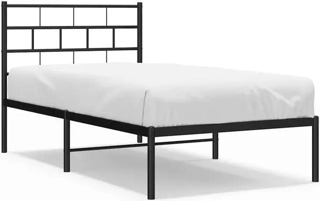 Alt view image 2 of 7 - vidaXL 12-Inch Black Metal Twin XL Bed Frame with Headboard, Heavy-Duty Slats Support with Under-Bed Storage for Modern Bedroom, No Box Spring Needed & Easy Assembly, No Mattress