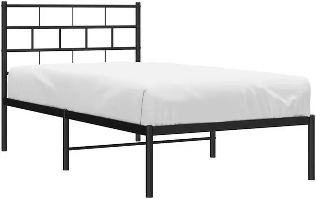 Alt view image 3 of 7 - vidaXL 12-Inch Black Metal Twin XL Bed Frame with Headboard, Heavy-Duty Slats Support with Under-Bed Storage for Modern Bedroom, No Box Spring Needed & Easy Assembly, No Mattress