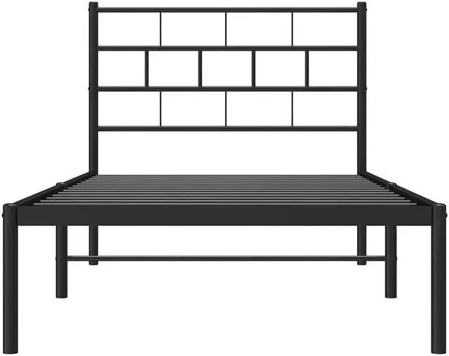 Alt view image 6 of 7 - vidaXL 12-Inch Black Metal Twin XL Bed Frame with Headboard, Heavy-Duty Slats Support with Under-Bed Storage for Modern Bedroom, No Box Spring Needed & Easy Assembly, No Mattress