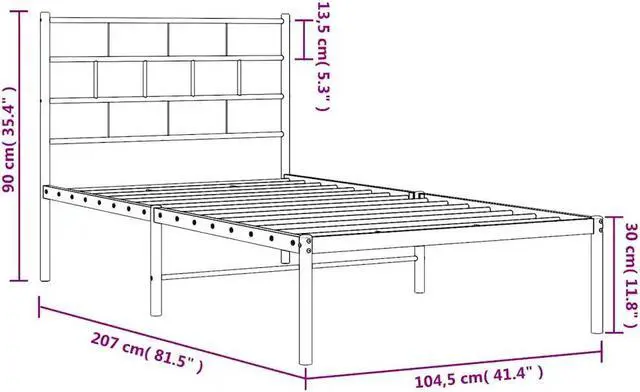 Alt view image 4 of 7 - vidaXL 12-Inch Black Metal Twin XL Bed Frame with Headboard, Heavy-Duty Slats Support with Under-Bed Storage for Modern Bedroom, No Box Spring Needed & Easy Assembly, No Mattress