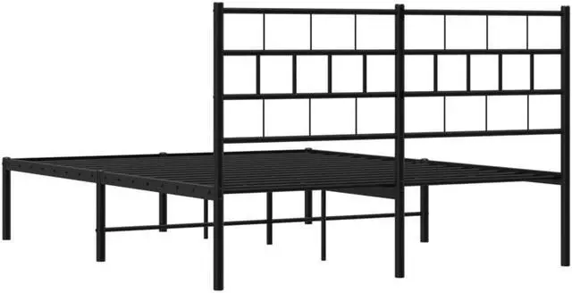 Alt view image 7 of 7 - vidaXL 12-Inch Black Metal Full Bed Frame with Headboard, Heavy-Duty Slats Support with Under-Bed Storage for Modern Bedroom, No Box Spring Needed & Easy Assembly, No Mattress