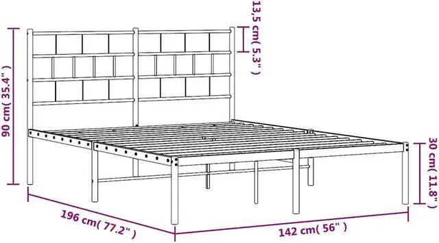 Alt view image 4 of 7 - vidaXL 12-Inch Black Metal Full Bed Frame with Headboard, Heavy-Duty Slats Support with Under-Bed Storage for Modern Bedroom, No Box Spring Needed & Easy Assembly, No Mattress