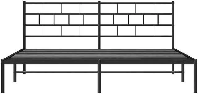 Alt view image 6 of 7 - vidaXL 12-Inch Black Metal King Bed Frame with Headboard, Heavy-Duty Slats Support with Under-Bed Storage for Modern Bedroom, No Box Spring Needed & Easy Assembly, No Mattress