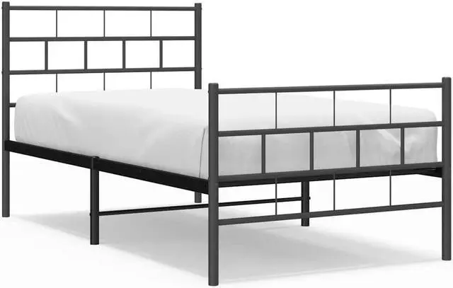 Alt view image 2 of 7 - vidaXL 12-Inch Black Metal Twin XL Bed Frame with Headboard & Footboard, Heavy-Duty Slats Support with Under-Bed Storage for Modern Bedroom, No Box Spring Needed & Easy Assembly, No Mattress