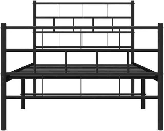 Alt view image 6 of 7 - vidaXL 12-Inch Black Metal Twin XL Bed Frame with Headboard & Footboard, Heavy-Duty Slats Support with Under-Bed Storage for Modern Bedroom, No Box Spring Needed & Easy Assembly, No Mattress