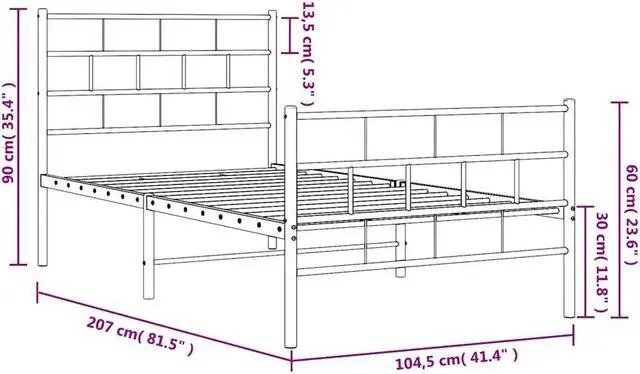 Alt view image 4 of 7 - vidaXL 12-Inch Black Metal Twin XL Bed Frame with Headboard & Footboard, Heavy-Duty Slats Support with Under-Bed Storage for Modern Bedroom, No Box Spring Needed & Easy Assembly, No Mattress