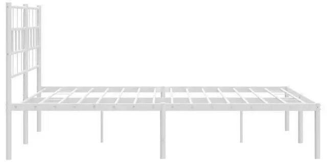 Alt view image 7 of 7 - vidaXL 12-Inch White Metal Full Bed Frame with Headboard, Heavy-Duty Slats Support with Under-Bed Storage for Modern Bedroom, No Box Spring Needed & Easy Assembly, No Mattress