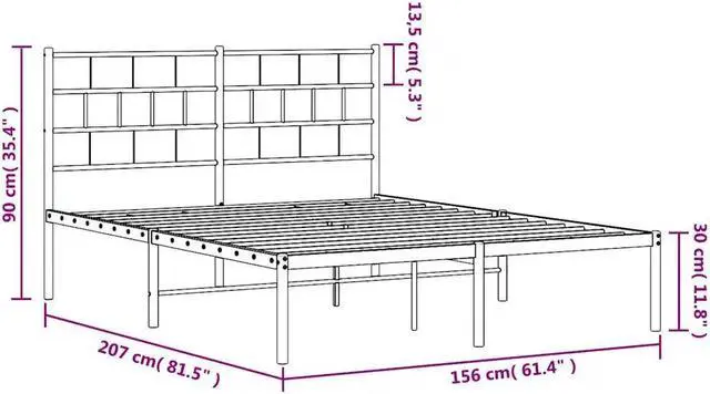 Alt view image 4 of 7 - vidaXL 12-Inch White Metal Queen Bed Frame with Headboard, Heavy-Duty Slats Support with Under-Bed Storage for Modern Bedroom, No Box Spring Needed & Easy Assembly, No Mattress