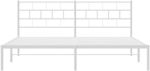 Alt view image 6 of 7 - vidaXL 12-Inch White Metal King Bed Frame with Headboard, Heavy-Duty Slats Support with Under-Bed Storage for Modern Bedroom, No Box Spring Needed & Easy Assembly, No Mattress