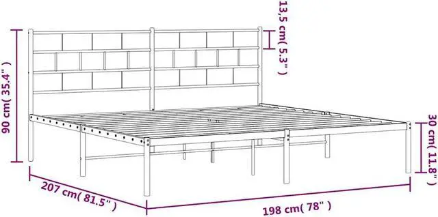 Alt view image 4 of 7 - vidaXL 12-Inch White Metal King Bed Frame with Headboard, Heavy-Duty Slats Support with Under-Bed Storage for Modern Bedroom, No Box Spring Needed & Easy Assembly, No Mattress