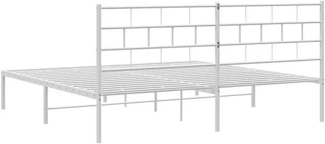 Alt view image 7 of 7 - vidaXL 12-Inch White Metal King Bed Frame with Headboard, Heavy-Duty Slats Support with Under-Bed Storage for Modern Bedroom, No Box Spring Needed & Easy Assembly, No Mattress