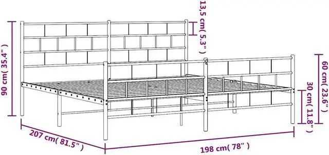 Alt view image 4 of 7 - vidaXL 12-Inch White Metal King Bed Frame with Headboard & Footboard, Heavy-Duty Slats Support with Under-Bed Storage for Modern Bedroom, No Box Spring Needed & Easy Assembly, No Mattress