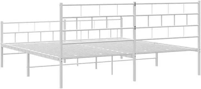 Alt view image 7 of 7 - vidaXL 12-Inch White Metal King Bed Frame with Headboard & Footboard, Heavy-Duty Slats Support with Under-Bed Storage for Modern Bedroom, No Box Spring Needed & Easy Assembly, No Mattress