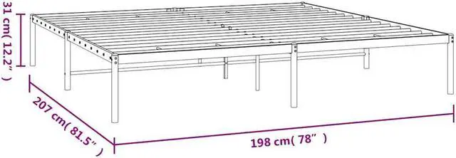 Alt view image 4 of 7 - vidaXL 12-Inch Black Metal King Bed Frame, Heavy-Duty Construction with Under-Bed Storage for Modern Bedroom, No Box Spring Needed & Easy Assembly, No Mattress