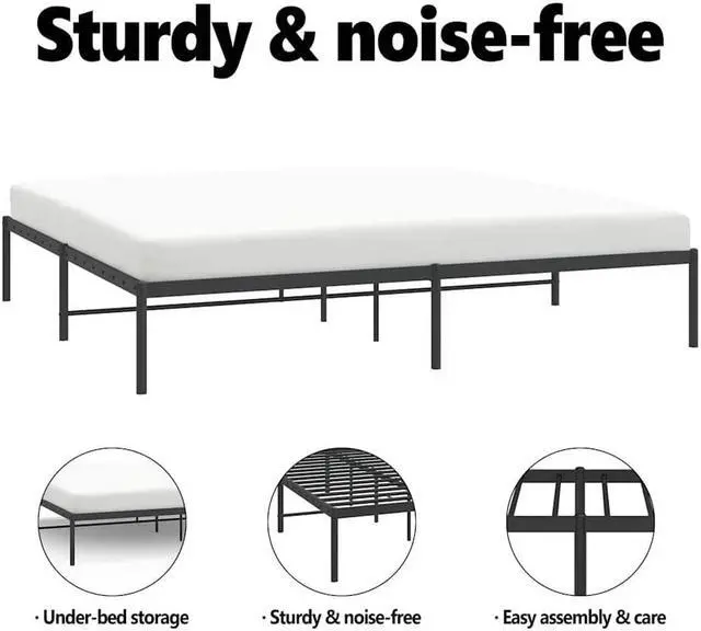 Alt view image 5 of 7 - vidaXL 12-Inch Black Metal King Bed Frame, Heavy-Duty Construction with Under-Bed Storage for Modern Bedroom, No Box Spring Needed & Easy Assembly, No Mattress