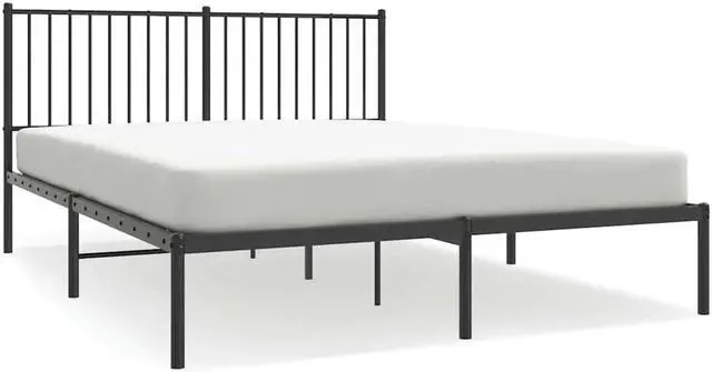Alt view image 2 of 7 - vidaXL 12-Inch Black Metal Queen Bed Frame with Headboard, Heavy-Duty Construction with Under-Bed Storage for Modern Bedroom, No Box Spring Needed & Easy Assembly, No Mattress