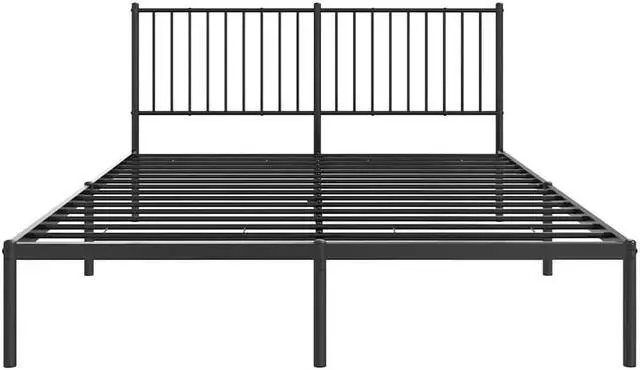 Alt view image 6 of 7 - vidaXL 12-Inch Black Metal Queen Bed Frame with Headboard, Heavy-Duty Construction with Under-Bed Storage for Modern Bedroom, No Box Spring Needed & Easy Assembly, No Mattress