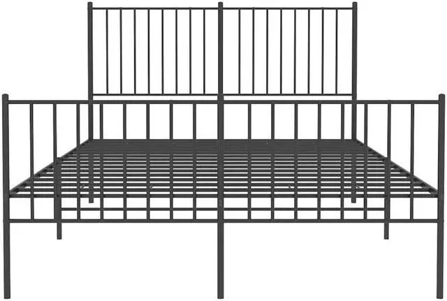 Alt view image 6 of 7 - vidaXL 12-Inch Black Metal Full Bed Frame with Headboard & Footboard, Heavy-Duty Construction with Under-Bed Storage for Modern Bedroom, No Box Spring Needed & Easy Assembly, No Mattress