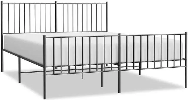 Alt view image 2 of 7 - vidaXL 12-Inch Black Metal Queen Bed Frame with Headboard & Footboard, Heavy-Duty Construction with Under-Bed Storage for Modern Bedroom, No Box Spring Needed & Easy Assembly, No Mattress