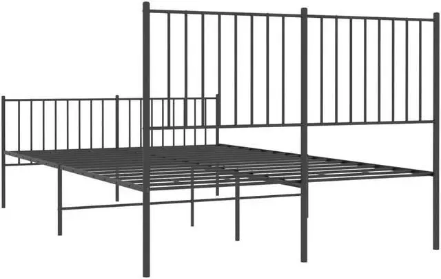 Alt view image 7 of 7 - vidaXL 12-Inch Black Metal Full Bed Frame with Headboard & Footboard, Heavy-Duty Construction with Under-Bed Storage for Modern Bedroom, No Box Spring Needed & Easy Assembly, No Mattress