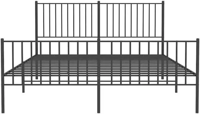 Alt view image 6 of 7 - vidaXL 12-Inch Black Metal Queen Bed Frame with Headboard & Footboard, Heavy-Duty Construction with Under-Bed Storage for Modern Bedroom, No Box Spring Needed & Easy Assembly, No Mattress