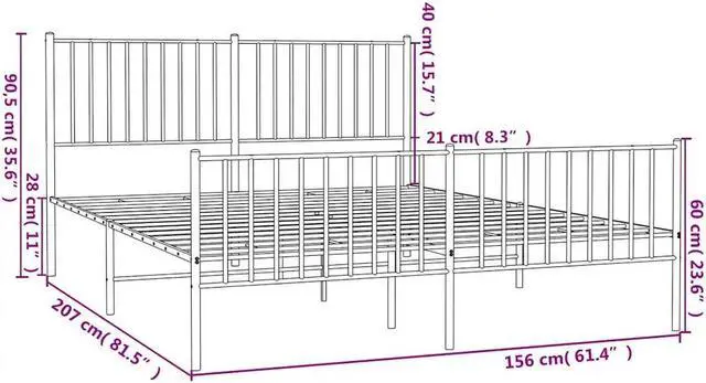 Alt view image 4 of 7 - vidaXL 12-Inch Black Metal Queen Bed Frame with Headboard & Footboard, Heavy-Duty Construction with Under-Bed Storage for Modern Bedroom, No Box Spring Needed & Easy Assembly, No Mattress