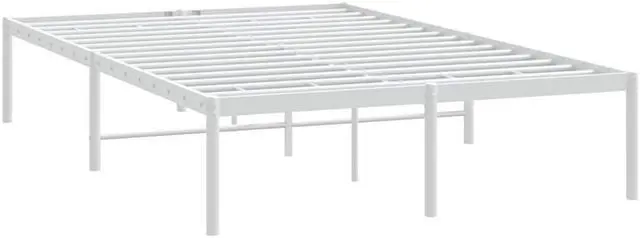 Alt view image 3 of 7 - vidaXL 12-Inch White Metal Full Bed Frame, Heavy-Duty Construction with Under-Bed Storage for Modern Bedroom, No Box Spring Needed & Easy Assembly, No Mattress