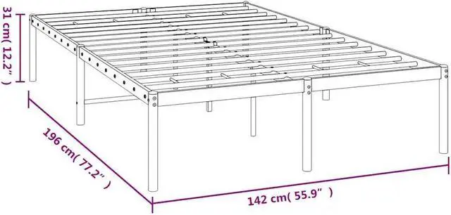 Alt view image 4 of 7 - vidaXL 12-Inch White Metal Full Bed Frame, Heavy-Duty Construction with Under-Bed Storage for Modern Bedroom, No Box Spring Needed & Easy Assembly, No Mattress