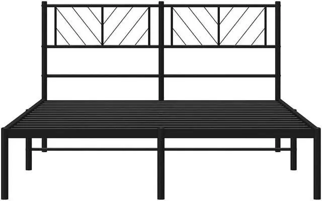 Alt view image 6 of 7 - vidaXL Full Metal Bed Frame with Headboard and Stable Slats, Under Bed Storage Space, Sturdy Steel Construction and Easy Assembly, Minimalist Style, Black, 12'' High, without Mattress