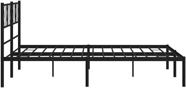 Alt view image 7 of 7 - vidaXL Queen Metal Bed Frame with Headboard and Stable Slats, Under Bed Storage Space, Sturdy Steel Construction and Easy Assembly, Minimalist Style, Black, 12'' High, without Mattress