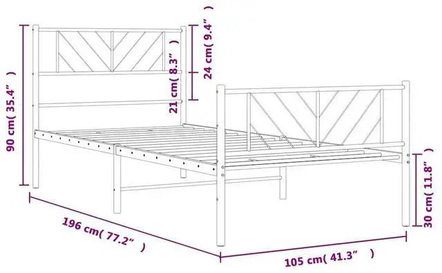 Alt view image 4 of 7 - vidaXL Twin Metal Bed Frame with Headboard and Footboard, Under Bed Storage Space, Sturdy Steel Construction and Easy Assembly, Minimalist Style, Black, 12'' High, without Mattress