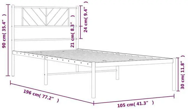 Alt view image 4 of 7 - vidaXL Twin Metal Bed Frame with Headboard and Stable Slats, Under Bed Storage Space, Sturdy Steel Construction and Easy Assembly, Minimalist Style, White, 12'' High, without Mattress