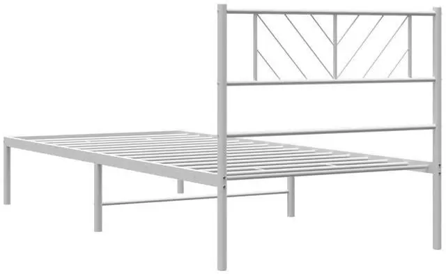 Alt view image 7 of 7 - vidaXL Twin Metal Bed Frame with Headboard and Stable Slats, Under Bed Storage Space, Sturdy Steel Construction and Easy Assembly, Minimalist Style, White, 12'' High, without Mattress