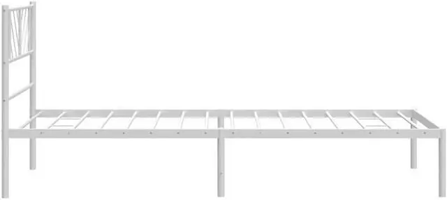 Alt view image 6 of 7 - vidaXL Twin XL Metal Bed Frame with Headboard and Stable Slats, Under Bed Storage Space, Sturdy Steel Construction and Easy Assembly, Minimalist Style, White, 12'' High, without Mattress