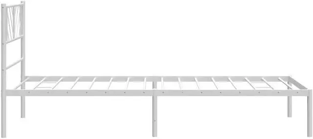 Alt view image 7 of 7 - vidaXL Twin XL Metal Bed Frame with Headboard and Stable Slats, Under Bed Storage Space, Sturdy Steel Construction and Easy Assembly, Minimalist Style, White, 12'' High, without Mattress