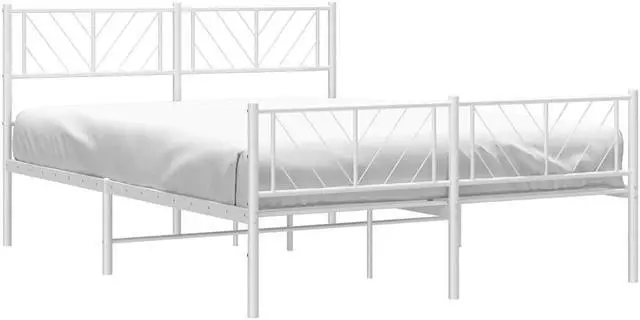 Alt view image 3 of 7 - vidaXL Full Metal Bed Frame with Headboard and Footboard, Under Bed Storage Space, Sturdy Steel Construction and Easy Assembly, Minimalist Style, White, 12'' High, without Mattress