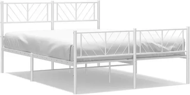 Alt view image 2 of 7 - vidaXL Full Metal Bed Frame with Headboard and Footboard, Under Bed Storage Space, Sturdy Steel Construction and Easy Assembly, Minimalist Style, White, 12'' High, without Mattress