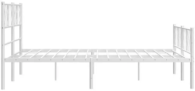 Alt view image 6 of 7 - vidaXL Full Metal Bed Frame with Headboard and Footboard, Under Bed Storage Space, Sturdy Steel Construction and Easy Assembly, Minimalist Style, White, 12'' High, without Mattress