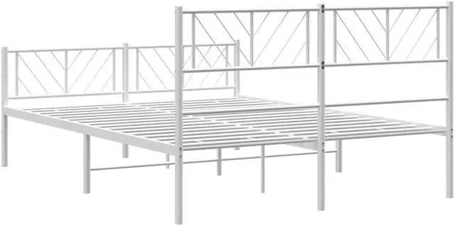 Alt view image 7 of 7 - vidaXL Queen Metal Bed Frame with Headboard and Footboard, Under Bed Storage Space, Sturdy Steel Construction and Easy Assembly, Minimalist Style, White, 12'' High, without Mattress