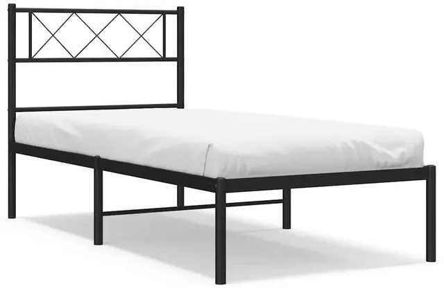 Alt view image 2 of 7 - vidaXL 12'' Metal Twin XL Bed Frames with Headboard, Platform Bed Frame with Strong Metal Slats Support, Under Bed Storage, Noise Free, Black, without Mattress