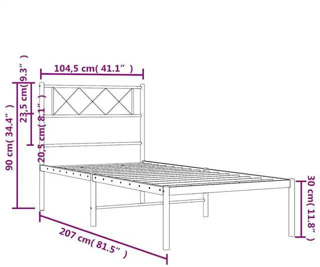 Alt view image 4 of 7 - vidaXL 12'' Metal Twin XL Bed Frames with Headboard, Platform Bed Frame with Strong Metal Slats Support, Under Bed Storage, Noise Free, Black, without Mattress