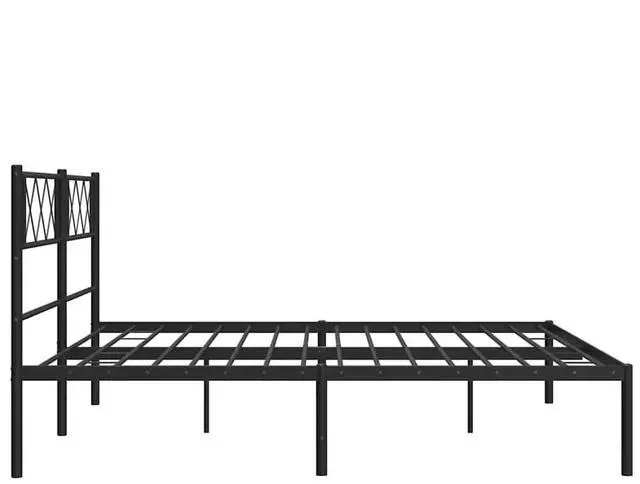 Alt view image 7 of 7 - vidaXL 12'' King Metal Bed Frames with Headboard, Platform Bed Frame with Strong Metal Slats Support, Under Bed Storage, Noise Free, Black, without Mattress